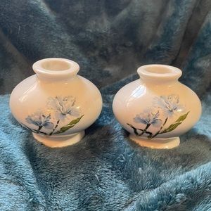 CANDLE STICKS VINTAGE WICKS N STICKS TAPER HOLDERS FLORAL